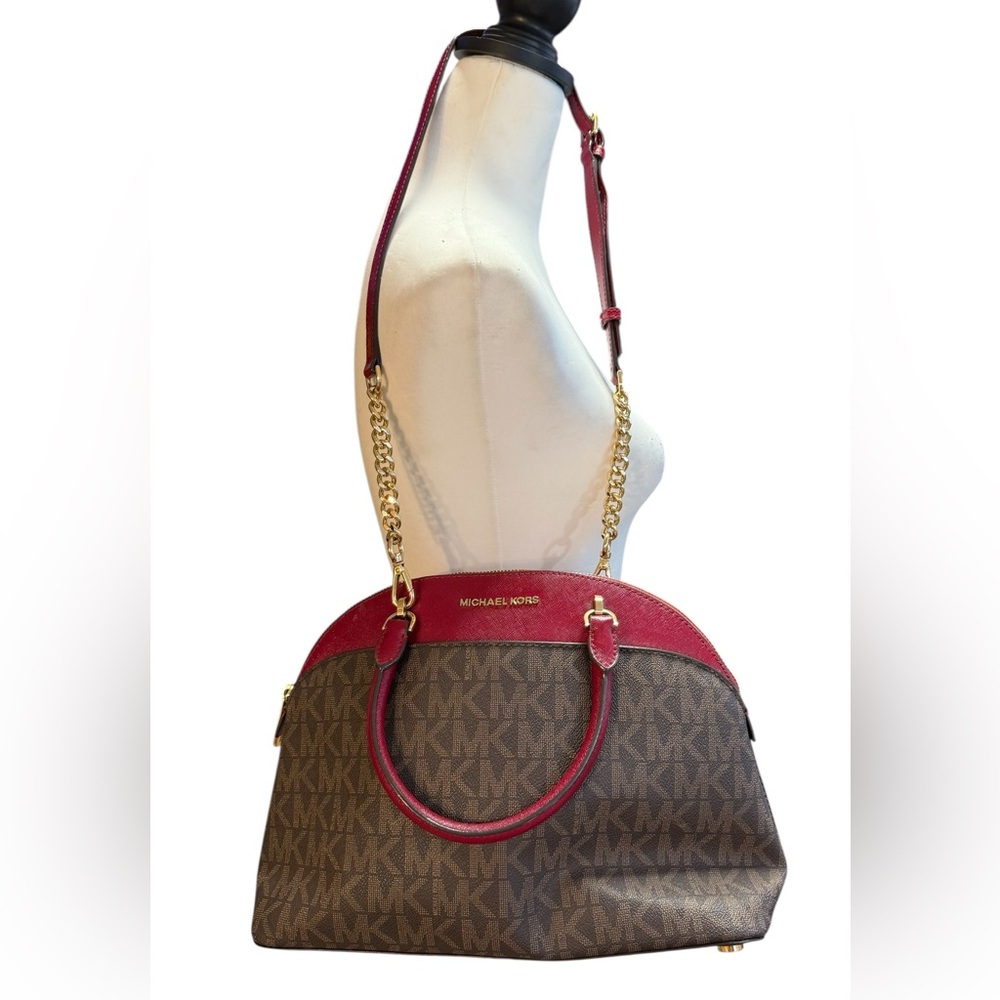 Michael Kors Emmy Dome Crossbody Satchel Bag Saffiano Leather